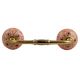Orange Ceramic Floral Bridge Wardrobe Handle